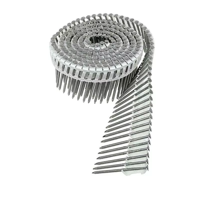 .092 " x 1-3/4 " 304 Stainless Steel 15 Degree Plastic Coil Ring Shank Nail - Pkg 3200