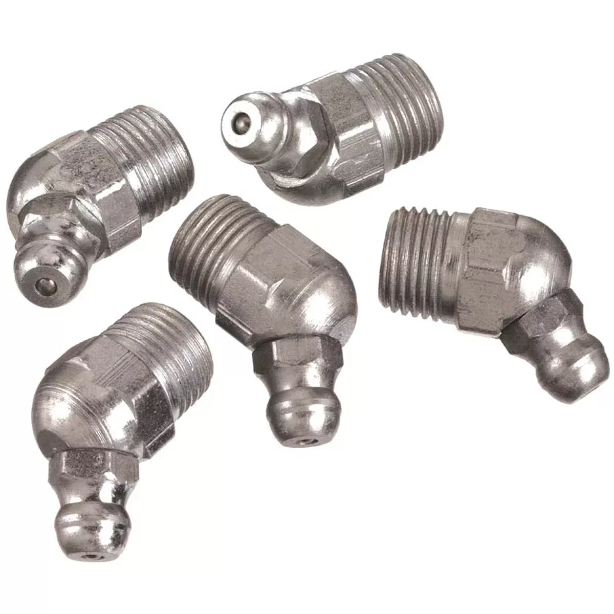 1/4" - 28 Taper Short Thread 45 Degree Angle Grease Fittings -Card of 10 LIN5291 Lincoln Lubrication