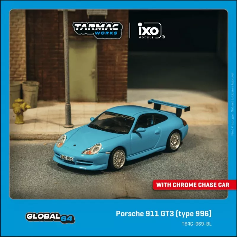 :64 PORSCHE 911 (996) GT3 -- LIGHT BLUE -- TARMAC WORKS X IXO