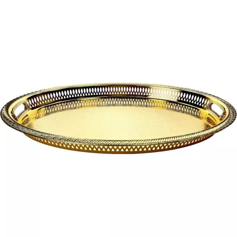 Zolten Oval Tray Gold 53.839 cm Stylish Serving Piece